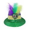Carnaval Brasileño Mardi Gras de Nueva Orleans Sombrero de Jazz Accesorios Transfronterizos para la Cabeza Plumas Lentejuelas