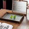 Bandeja de flores de begonia vintage, bandeja rectangular para té, bandeja de madera para dim sum, juego de té, bandeja de vidrio