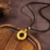 Colgante de paz con carácter "Fu" esmaltado en oro de arena antigua estilo tienda de oro, nuevo estilo chino "Cien Bendiciones" colgante de paz para mujeres