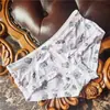 [80-120] 524 Seda de Hielo estampado lindo tiro bajo bolsa de ropa interior para mujer cadera con taladro ropa interior para mujer tiro bajo
