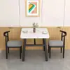 Mesa de jantar comercial de luxo leve imitação mármore mesa de jantar retangular encostada na parede hotel de aluguel restaurante de macarrão combinação de mesa e cadeiras