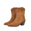 Botas Vaqueras Western con Remaches Escarchados para Mujer, Botas Retro de Tacón Grueso Puntiagudas de Media Caña, Botas de Talla Grande para Mujer para Exportación, Botas de Cuero Versátiles
