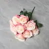 Flores Artificiales para Salón de Bodas, Ramo Falso de Rosas de 9 Cabezas, Adornos para Decoración del Hogar, Flores de Mano, Pared de Flores de Seda Transfronteriza