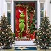 Cubierta de Puerta de Monstruo Peludo Verde Grinch Nuevo Transfronteriza Tela de Fondo Decoración de Atmósfera Cortina de Puerta Navideña Tela Colgante Cubierta de Puerta Tapiz