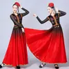 Novo Traje de Dança de Xinjiang Traje de Performance Feminino Adulto Estilo Étnico Uygur Arte de Performance Moderna Teste Saia Longa com Balanço Grande