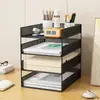 Suporte para Armazenamento de Arquivos Prateleira de Mesa de Escritório Porta-Arquivos Caixa de Armazenamento de Arquivos Organizador de Pastas de Mesa Escritório