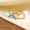 Anillo de Apertura Ajustable con Goteo de Aceite Serie Océano Nuevo Versátil Estilo Coreano Estilo Ins, Anillo Abierto Ajustable Personalizado Creativo Incrustado con Diamantes
