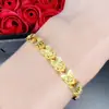 Pulsera de corazón con flor de coche con hebilla de temperamento, chapada en oro, hecha a mano, con corazón de melocotón y flor de coche, hermosa pulsera para el Día de San Valentín