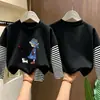 Camiseta de manga larga para niña, nuevo modelo otoño 2026, camiseta básica para niños, top súper elegante de imitación de dos piezas para niñas
