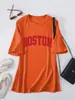 Amazon Ebay Sitio Independiente Moda Casual Moderna Elegante Mujer Holgada Talla Grande Boston Red Camiseta de Manga Corta