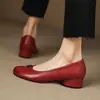 Zapatos Nuevos de Piel de Oveja Cómodos y Suaves para Mujer, Zapatos Casuales de Piel Genuina de Tacón Medio, Tacón Cuadrado, Caña Baja, Zapatos Pequeños de Cuero para Todas las Estaciones