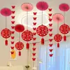 Conjunto de Decoração de Quarto de Casamento para Decoração de Teto de Quarto de Casa Nova Conjunto de Decoração de Casamento Completo com Pingente de Caractere "Dupla Felicidade" Lanterna Guirlanda