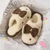 Pantuflas de algodón decorativas con lazo grande 3D para mujer, cálidas para interior, amigables con el suelo, antideslizantes, con bordado de lunares