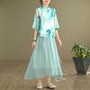 Nuevo Traje de Vestido Cheongsam Mejorado Estilo Chino República de China para Mujer Verano 2024 Nuevo Súper Inmortal Zen Arte del Té Vestido Chaqueta Conjunto de Dos Piezas