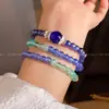 Nuevas Pulseras Apilables de Tres Círculos Verdes Frescas Estilo Chino para Mujer, Temperamento a la Moda, Accesorios Versátiles y de Aspecto Elegante con Degradado al por Mayor