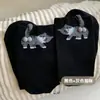 Calcetines de Gato Travieso para Mujer, Calcetines de Tubo Medio Abstractos Lindos con Personalidad Interesante, Estilo Coreano Único, Calcetines de Moda, Dibujos Animados 3D
