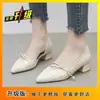 Nuevas sandalias de tacón grueso de punta baja versátiles, zapatos elegantes estilo francés, zapatos delicados estilo hada verano 2025