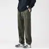 Nuevos pantalones casuales versátiles de estilo americano color verde militar para otoño para hombre, pierna recta holgada, pantalones de trabajo japoneses modernos cityboy