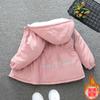 Parka com Capuz para Meninas Jaqueta de Algodão 2025 Novo Outono e Inverno Casaco de Algodão Forrado com Fleece para Meninos com Forro de Algodão para Bebês e Crianças Pequenas