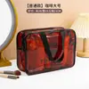 Bolsa de Cosméticos Impermeável Portátil de Viagem com Camada Dupla, Bolsa de Mão Portátil para Armazenamento, Necessaire Feminina de PVC com Separação Seca e Úmida