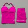 Df Nuevo Conjunto de Chalecos Deportivos, Sujetadores de Cuello Halter, Pantalones Cortos Deportivos para Correr al Aire Libre