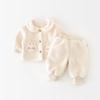 Pijama Quente de Outono e Inverno para Bebê Menino e Menina Conjunto de Duas Peças em Fleece Coral Roupas de Casa Infantil Flanela 95119