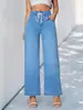 Temu Venta Caliente Verano Nuevo Pantalones de Mezclilla Rectos Elásticos Talla Estándar Europea y Americana Pantalones Anchos para Mujer Transfronterizos en Stock Venta al por Mayor