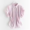 Mangas de Botones Florales Románticas Estilo Francés, Camisa Plisada Entallada a la Cintura, Sin Planchar, Sensación Fresca, Adelgazante, Suave Camisa Primavera-Verano para Mujer