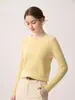 Suéter de Cachemir 100% Puro para Mujer Cuello Redondo Bajo Manga Larga de Canalé Estilo Sencillo Suéter Capa Base Tejido Prendas de Vestir Interiores