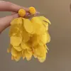Pendientes de Borla de Osmanthus Amarillo Pendientes de Estilo Bosque de la Costa de Verano Colgante de Hada Exquisito de Nicho Clip para Oreja Largo de Flor
