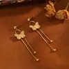 Pendientes Largos de Acero de Titanio con Forma de Mariposa y Flor con Borlas, Estilo Coreano Fresco y Dulce para Mujer, Accesorios de Oreja de Moda y Elegantes