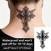 Pegatina de Tatuaje Temporal Herbal Cruz y Ángel Duradera Impermeable 7~15 Días Tradicional Misterioso Hombres y Mujeres Tatuaje Brazo Pierna