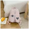 Mochila de Verano Energética Rosa Melocotón con Orejas de Conejo, Bolso de Estudiante Suave y Dulce con Retazos de Encaje, Mochila para Compras de Vacaciones