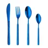 Venta al por mayor Acero Inoxidable 304 Cubiertos Estilo Occidental Modelo Nuevo Chapado en Titanio Mango Cuadrado Mango Esmerilado Cuchillo para Bistec, Tenedor, Cuchara Juego de Cuatro Piezas