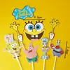 Estilo Ins Dibujos Animados Lindo Bob Esponja Estrella Decoración de Pastel Adornos de Goma Suave Decoración para Hornear Cumpleaños Enchufe