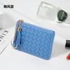 Nova Mini Carteira Pequena Feminina com Zíper Porta-Moedas Estilo Coreano Trançada Fofa Leve Pequena com Pingente Bolsa para Cartões Bolsa de Moedas