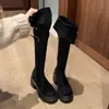 Botas Altas de Peluche Plegables de Dos Vías Color Melanoid para Mujer 2026 Otoño/Invierno Nuevas Llegadas Pequeñas Tacón Grueso Suela Gruesa Botas de Caballero por Encima de la Rodilla