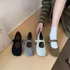 Zapatos Mary Jane de lunares estilo francés, para mujer, puntera redonda, suela blanda, correa única, zapatos planos, estilo elegante para la noche