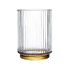 Taza de Vidrio con un Toque de Lujo, Taza de Té Estilo Ins, Taza de Agua, Taza de Café, Taza de Bebida Vertical Rayada Estilo Japonés Resistente a Altas Temperaturas para el Hogar