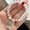 Pulsera de Jade Tianshan con Diseño de Círculo Único, Pulsera de Estilo Chino DIY de Nicho, Alternativa al Jade con Patrones Florales, Pulsera Fresca y Refinada