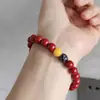 Pulseira Flor de Lótus de Cinábrio Natural Feminina Roxo Areia Dourada Pulseira do Ano da Vida Contas de Buda Coração Presente para Casal Estilo Igual do Tiktok