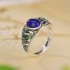 Anillo de hoja de esmalte hueco con lapislázuli y plata esterlina S925 de Yilu, joyería personalizada de lujo, de moda nacional.