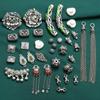 Accesorios de ágata y jaspe con forma de flor de plata esterlina S925, estilo retro, hechos a mano, con cuentas, joyería al por mayor