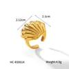 Anillo de Acero de Titanio con Diseño Oceánico Transfronterizo INS, Anillo Abierto de Concha de Acero Inoxidable Dorado 18K, Joyería de Lujo Ligero de Alta Gama para Mujer