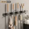 Soporte para Mopa de Acero Inoxidable, Gancho para Mopa sin Taladro, Estante de Almacenamiento para Escobas Montado en la Pared, Estante para Mopas de Baño