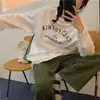 Camiseta de Algodón de Manga Larga con Estampado de Letras Estilo High Street Americano para Mujer Diseño Primavera y Otoño 2025 Ropa Casual y Versátil