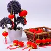 Decorações Pendentes de Lanterna Pequena Aveludada, Cordão Grande de Lanternas Pequenas Vermelhas, Decoração Festiva de Ano Novo para Exterior, Lanterna para Bonsai de Varanda Atacado