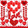 Confesión de Propuesta de San Valentín Globo Amor Rojo Amor Unido Corazón Abanico de Papel Pétalo de Rosa Paquete de Globos