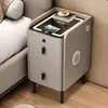 Mesa de cabeceira inteligente ultra-estreita, madeira maciça, multifuncional, pequena, simples, moderna, armário de cabeceira multifuncional com carregamento sem fio
