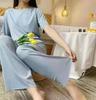 Verão Gelo Pijamas de Seda Roupas Femininas Casa Gelo Cool Queen Soft Suit Home Casual Shorts de manga curta Terno de duas peças